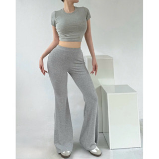 Quần ống loe legging cạp cao chất cotton form ôm tôn dáng ANNAKIKI - 1006