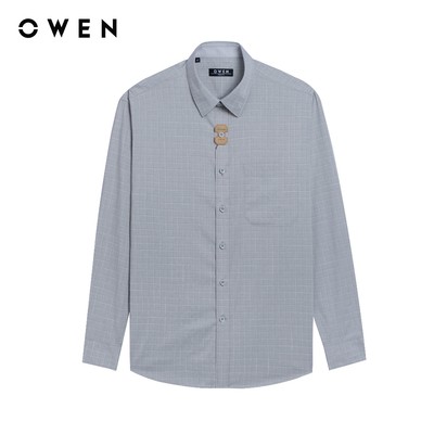 Owen - Áo sơ mi dài tay Regular Fit AR250025DT màu Xám chất liệu Bamboo spandex