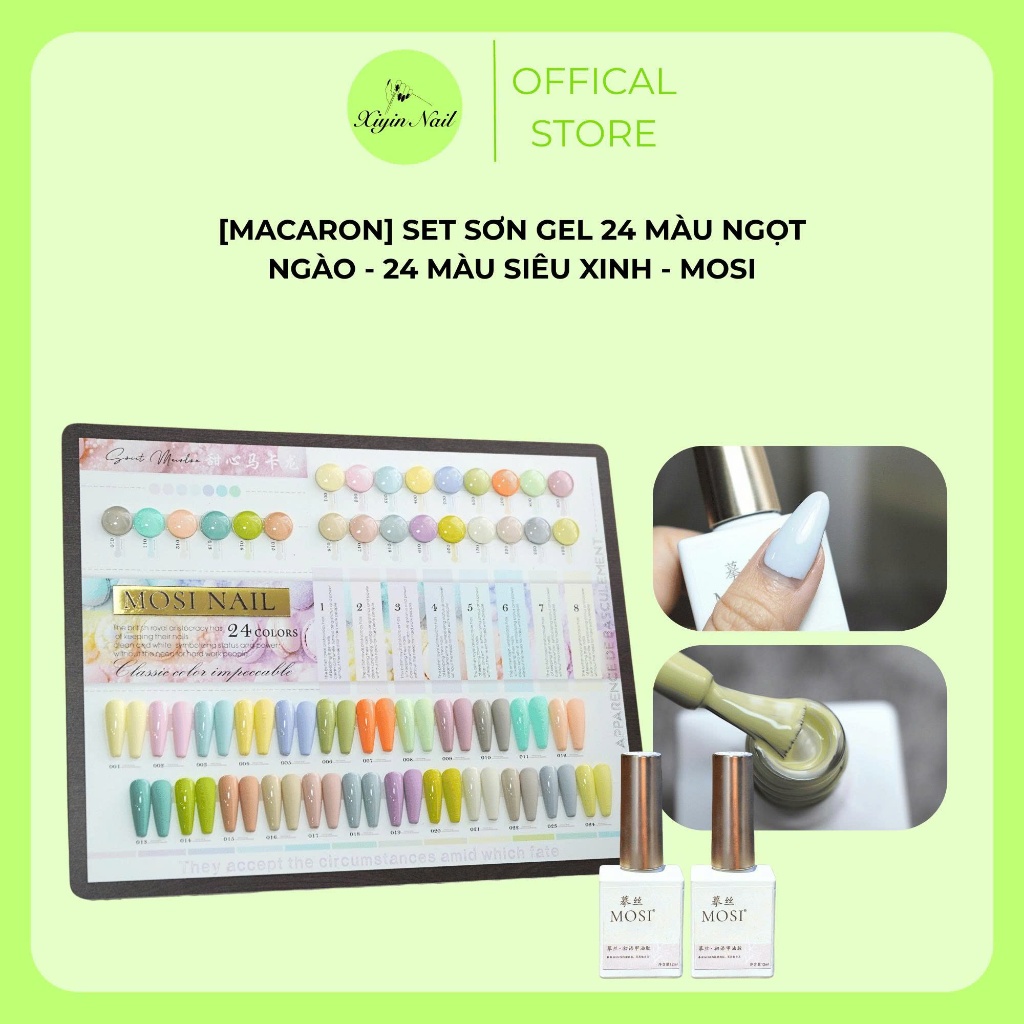 Set Sơn Gel 24 Màu Macaron Ngọt Ngào Tone Pastel Mosi Nail - Tặng Kèm Bảng Màu