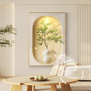 Tranh 3D Treo Tường Bình Hoa Thạch Nam Nghệ Thuật Decor Phòng Khách/Phòng Ngủ Tối Giản Nhẹ Nhàng