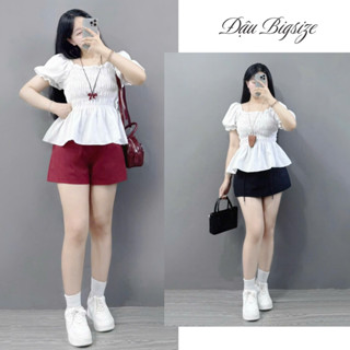 Áo sơ mi nữ tay ngắn nhún ngực tôn vòng 1 tà xòe công chúa chất lụa chéo mềm mịn 50-95kg - SM33