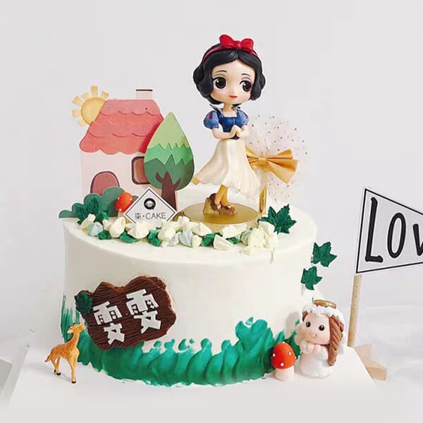 Công chúa Bạch tuyết nơ đỏ trang trí bánh kem, quà tặng sinh nhật cho bé kích thước 13cm