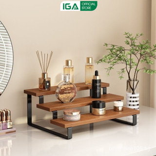  Kệ trưng bày 3 tầng để mỹ phẩm nước hoa để mô hình mini chất liệu khung sắt mặt gỗ chắc chắn thương hiệu IGA - GM214 