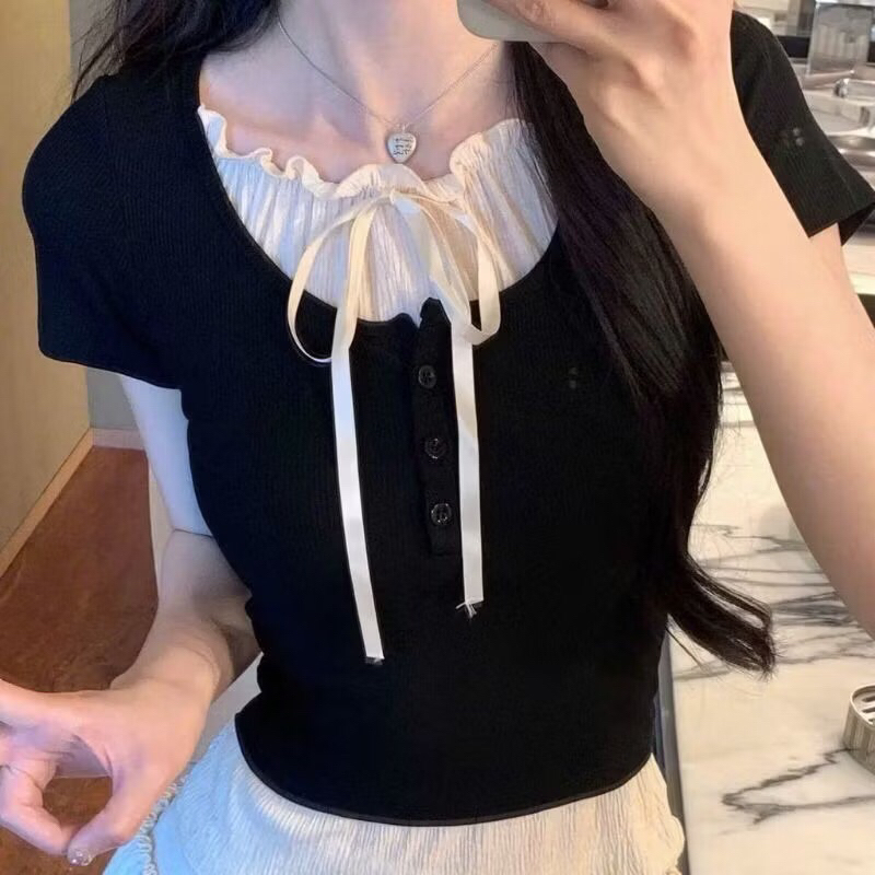 Áo nữ tiểu thư Croptop - CÓ BIGSIZE - chất thun gân ôm dáng A294 | BigBuy360 - bigbuy360.vn