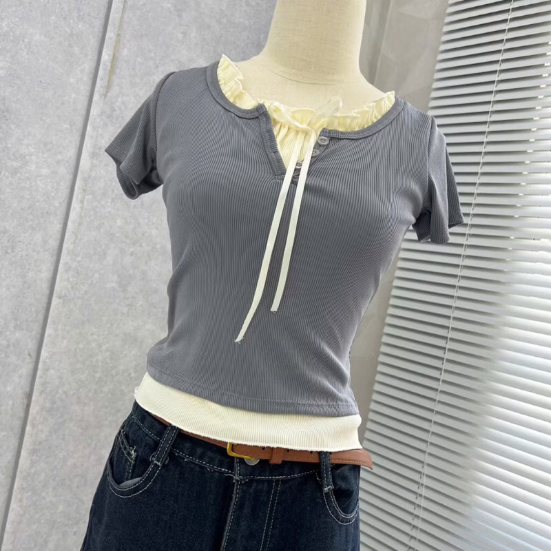 Áo nữ tiểu thư Croptop - CÓ BIGSIZE - chất thun gân ôm dáng A294 | BigBuy360 - bigbuy360.vn