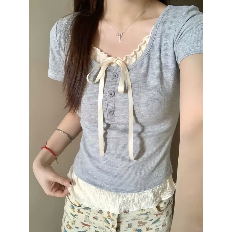 Áo nữ tiểu thư Croptop - CÓ BIGSIZE - chất thun gân ôm dáng A294 | BigBuy360 - bigbuy360.vn