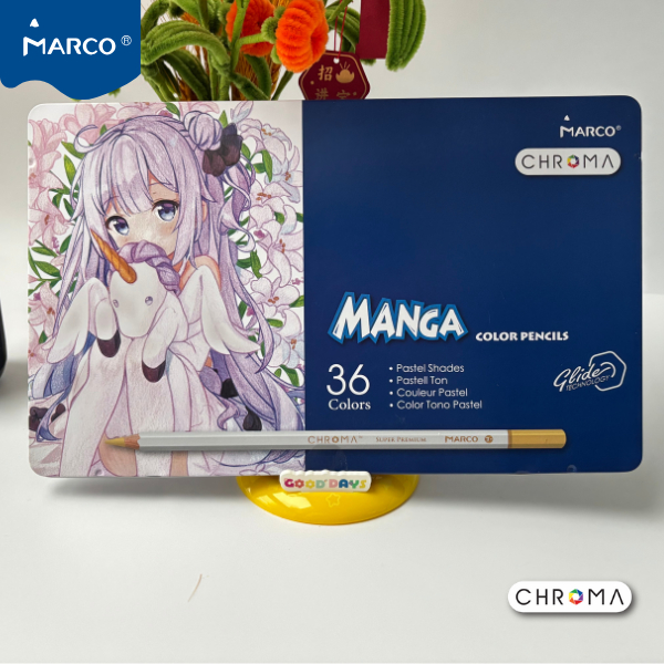 Bút Chì Màu Marco Manga Chroma - Glide Technology - Hộp thiếc cao cấp