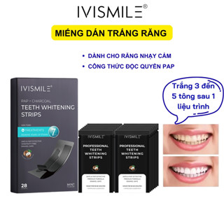 Miếng dán trắng răng Ivismle than hoạt tính kết hợp bạc hà hỗ trợ duy trì màu sắc răng sáng