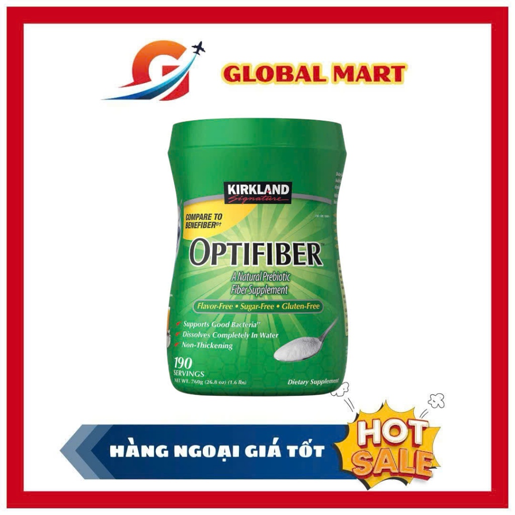 [DATE T9/26] Bột Hòa Tan Bổ Sung Chất Xơ Kirkland Signature OPTIFIBER Natural Fiber 760g