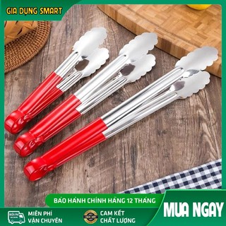 Kẹp gắp thức ăn, đồ nướng, chiên rán inox cán đỏ chống nóng dài 23-30cm, kẹp inox cán đỏ gắp đá cao cấp