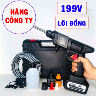   CÓ MÃ QR + Thẻ BH  Máy rửa xe pin 199V - Hàng Cty Chuẩn Lõi Đồng Xịt Rửa Đa Năng Tiện Lợi 