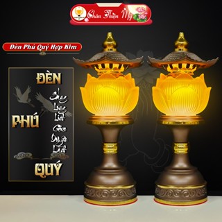 Đèn Phú Quý Hợp Kim Hoa Sen Led Đổi Màu CHÂN THIỆN MỸ, Đồ Trang Trí Bàn Thờ Phật, Gia Tiên M14