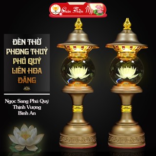 Đèn Phú Quý Hợp Kim Pha Lê Cao Cấp CHÂN THIỆN MỸ, Vật Phẩm Phong Thủy Trang Trí Bàn Thờ M03