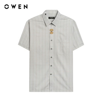 Owen - Áo sơ mi ngắn tay Body Fit AB250099NT màu Xám chất liệu Bamboo poly