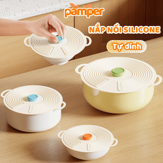 Nắp Nồi, Nắp Đậy Thức Ăn Silicone An Toàn, Tái Sử Dụng, Vung Chảo PAMPER Chịu Nhiệt Cao