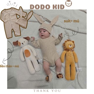 Bộ quần áo body suit chip liền thân tai thỏ cho bé trai gái tặng kèm mũ mẫu mới nhất hãng Bbmama quảng châu cao cấp