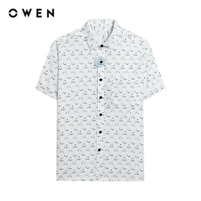 Owen - Áo sơ mi ngắn tay Body Fit AB250121NT màu Trắng chất liệu Nano