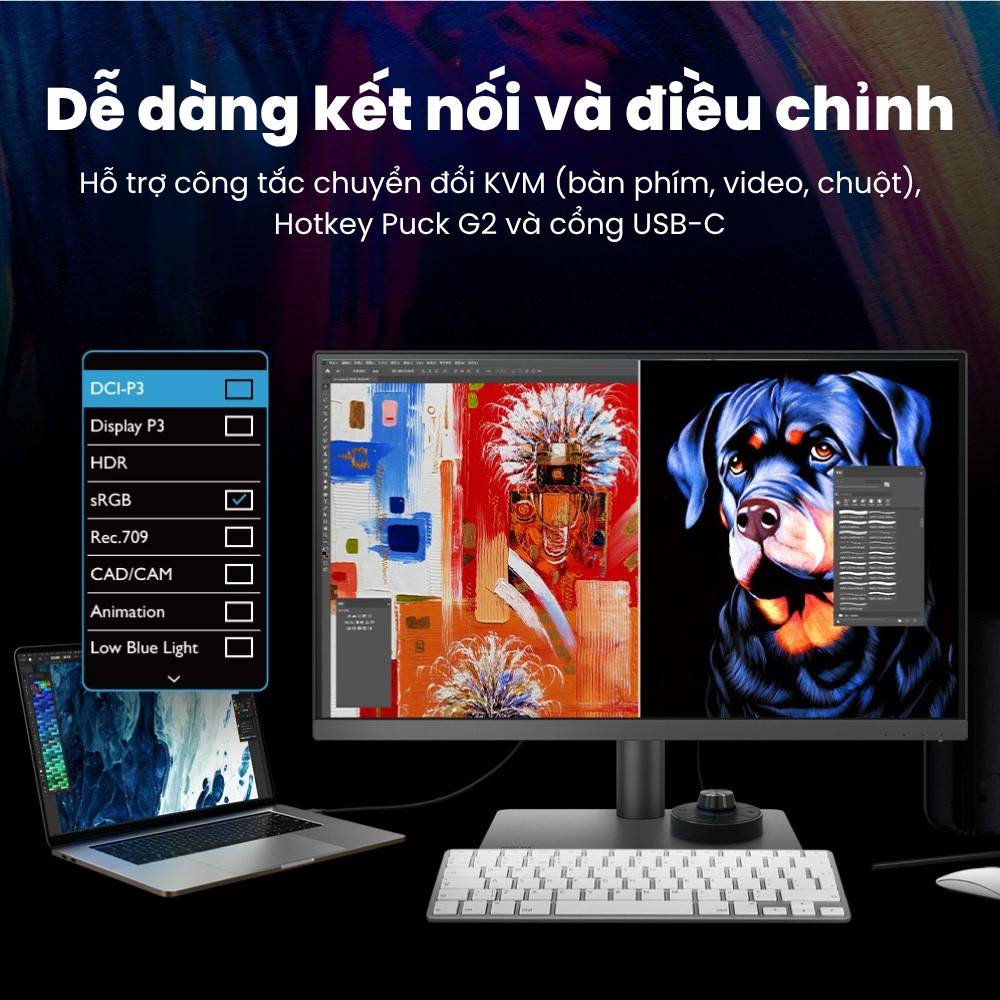BenQ PD2706U_Màn hình đồ họa 27 inch 4K UHD IPS USB C, P3, HDR10, Eye-are tương thích Mac | BigBuy360 - bigbuy360.vn