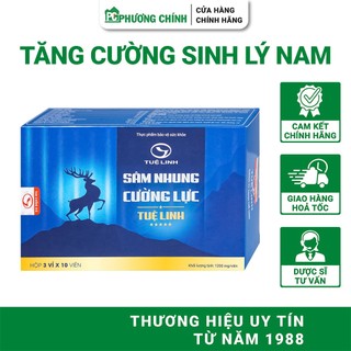  Viên Uống Sâm Nhung Cường Lực Tuệ Linh Hỗ Trợ Bổ Thận Tráng Dương Cải Thiện Sinh Lý Nam 30 Viên Hộp 