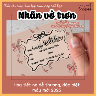 Nhãn vở nơ bán lẻ giá 1k - mẫu mới 2025 indybmt