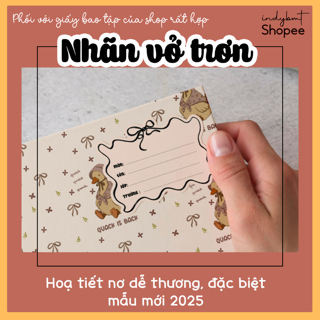Nhãn vở nơ bán lẻ giá 1k - mẫu mới 2025 indybmt