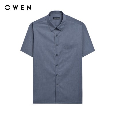 Owen - Áo sơ mi ngắn tay Body Fit AB250011NT màu Xám đậm chất liệu Modal