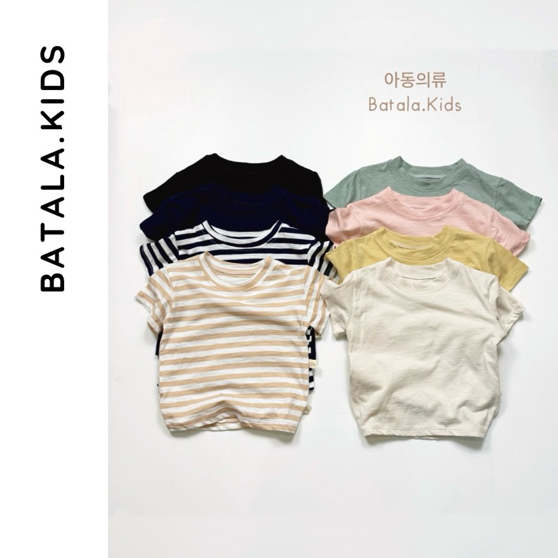 Áo thun bé trai bé gái Batala Kids, Áo phông trẻ em Trơn cotton xược hai chiều thoáng mát mùa hè cho bé từ 10-25kg ANM68