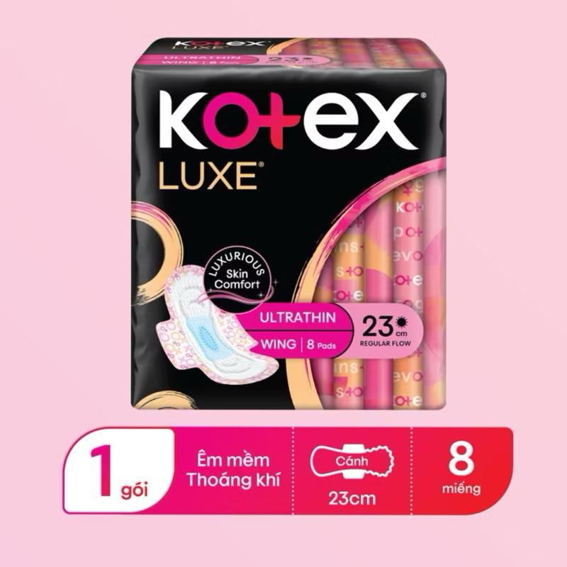 BĂNG VỆ SINH KOTEX LUXE NGÀY CÓ CÁNH 23CM 8 MIẾNG