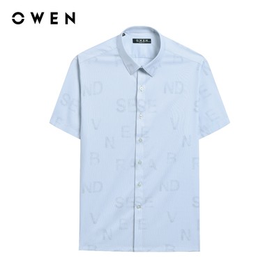 Owen - Áo sơ mi ngắn tay Body Fit AB250013N màu Xanh nhạt chất liệu Milk