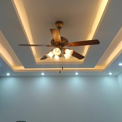 Quạt trần đèn cổ điển cánh gỗ SuperVilighting S109 1,32m động cơ đồng trang trí phòng khách bàn ăn