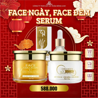 Combo Face Ngày, Face Đêm Và Serum Collagen X3 Đông Trùng Hạ Thảo Đông Anh Chính Hãng