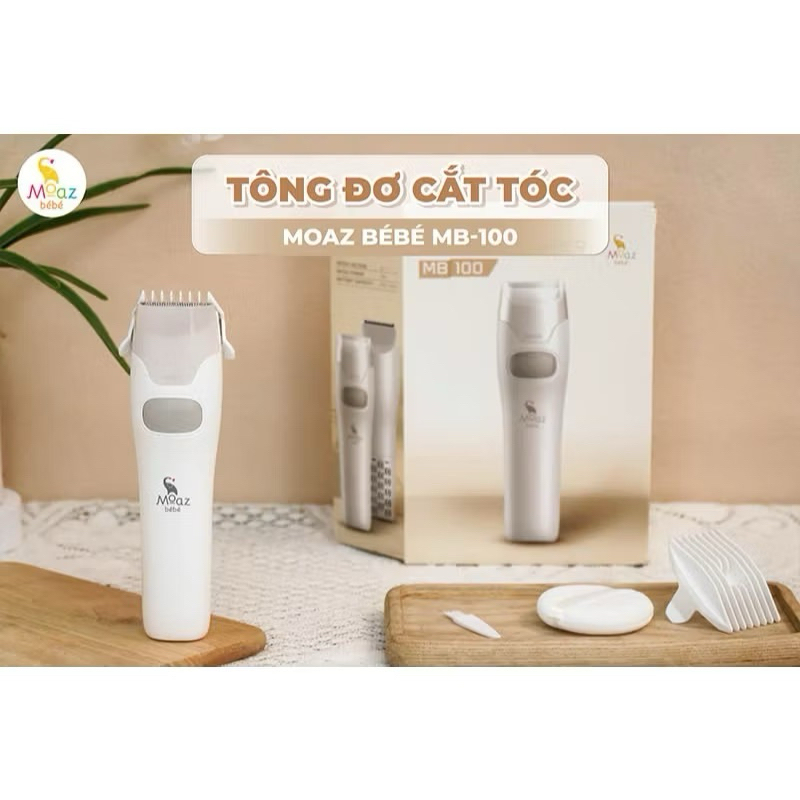 Tông Đơ Cắt Tóc Cho Bé Moazbebe MB100 Có Chế Độ Hút Tóc Siêu Tiện Lợi Kèm Quà Tặng