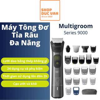  Tông Đơ Philips Norelco Multigroom 9000 MG925 40 Tỉa Râu Cạo Râu Cắt Tóc Đa Năng Cho Mặt Đầu và Toàn Thân Với Lưỡi Thép 