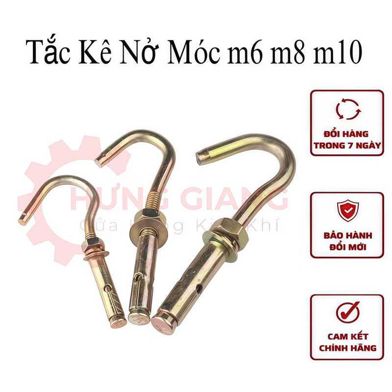 10 Nở Móc Sắt 6mm 8mm 10mm Tắc Kê Móc Sắt