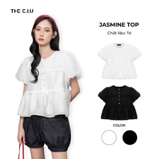Áo kiểu babydoll tay phồng viền beo phối nút THE C.I.U -  Jasmine Top