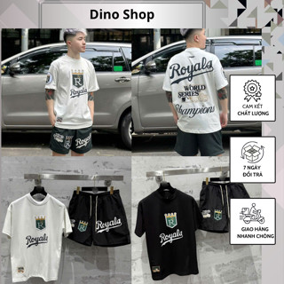 Bộ Hè Nam Thể Thao Royals Phối Quần Gió Cực Chất - Bộ Cộc Nam Thể Thao Thêu Logo Cao Cấp