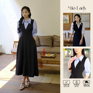 Váy Liền Tay Lỡ Phối Cổ Sơ Mi Dáng A Chất Liệu Tuýt Si Thanh Lịch - Miolady