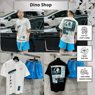 Bộ Cộc Nam In Họa Tiết Lưng Nghê Thuật Cực Chất - Bộ Hè Nam Nai In Hình Phối Quần Gió Cao Cấp