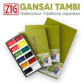 Màu nước kuretake gansai tambi màu truyền thống nhật bản 12/18/24/36/48 màu và bộ 6 nhũ theattshop