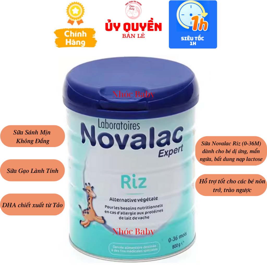 Sữa Novalac Riz sữa gạo thủy phân 800g dành cho bé 0 - 36M dị ứng đạm bò và bất dung nạp lactose NK 