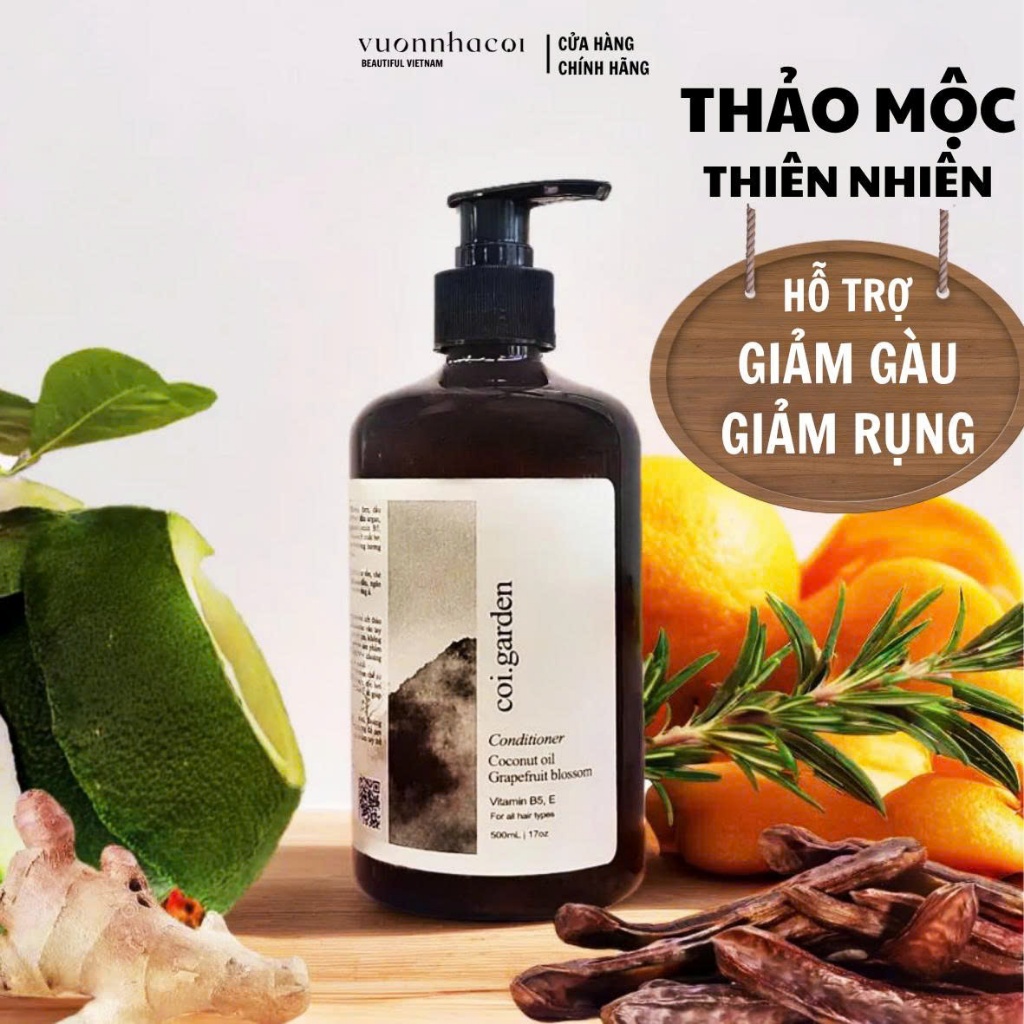 Dầu gội bồ kết gừng bưởi thảo mộc VƯỜN NHÀ CỘI giúp giảm rụng hỗ trợ mọc tóc lâu bết