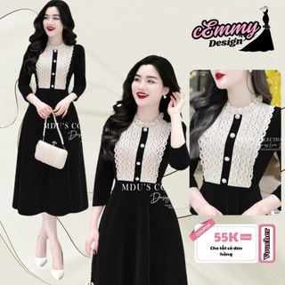 Váy Nhung Hàn K57-D1-2 MDU3848 Dáng Váy Xòe Nhẹ Nhàng Gam Màu Đen Sang Trọng Từ MDU