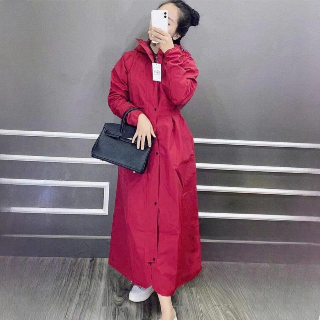 Áo mưa măng tô 2 lớp thời trang nữ mưa phùn chống gió lạnh mùa đông - ao mua mangto 2 lop thoi trang