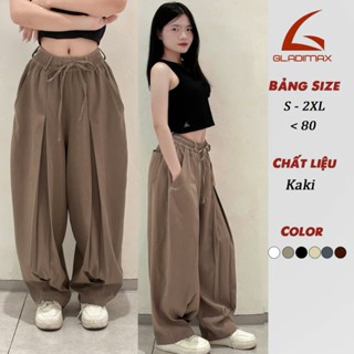 Quần Kaki158 Xếp Ly Ống Rộng Có Dây Rút GLADIMAX l Unisex Nam Nữ l Chất Vải Bền, Không Xù
