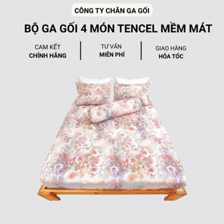 Bộ Chăn Ga Gối Đệm 4 Món Lụa Tencel Microfiber Cao Cấp Mềm Mịn, Thoáng Khí, Không Xù Lông