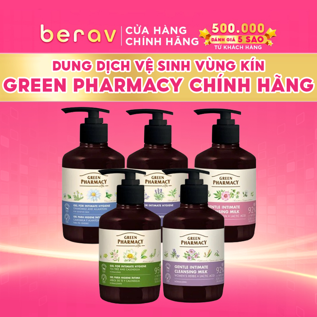 Dung Dịch Vệ Sinh Phụ Nữ Green Pharmacy (Zelenaya Apteka) Kháng Khuẩn, Cân Bằng Độ pH 370ml