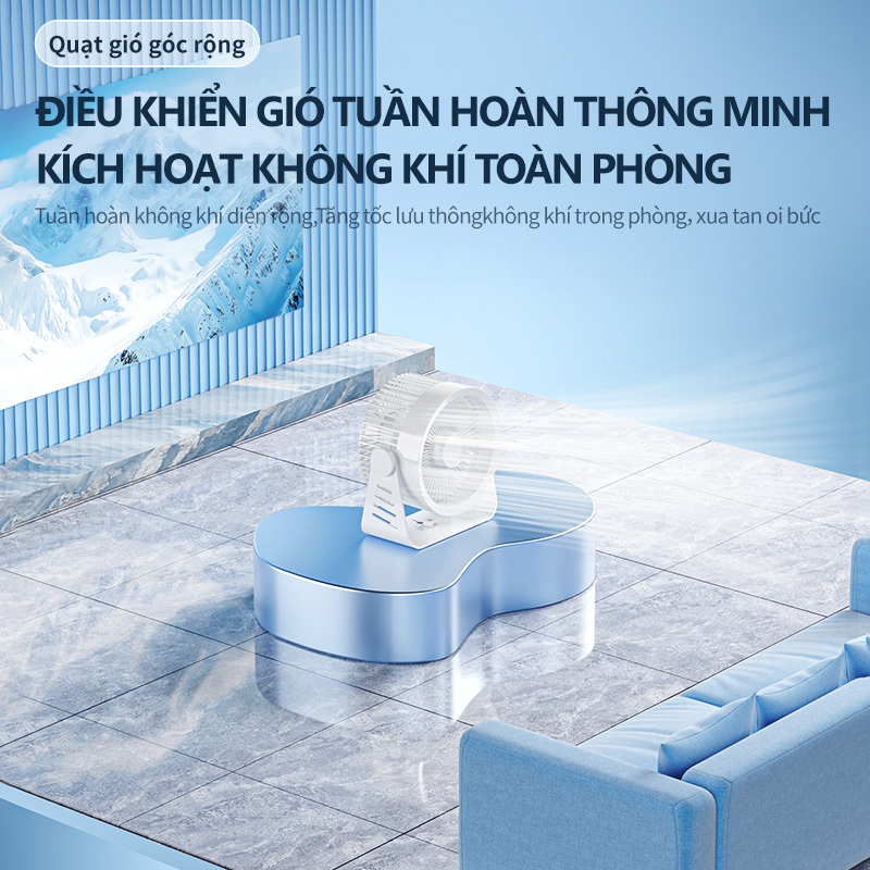 【Japan Design】KAWU Quạt để bàn mini USB 5 tốc độ tiết xoay 360 độ 30000mAh có đèn chiếu sáng đa năng | BigBuy360 - bigbuy360.vn