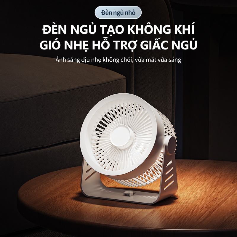 【Japan Design】KAWU Quạt để bàn mini USB 5 tốc độ tiết xoay 360 độ 30000mAh có đèn chiếu sáng đa năng | BigBuy360 - bigbuy360.vn