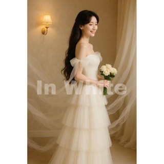 váy trắng tầng đầm dự tiệc đi bàn cô dâu tầng tiểu thư nhẹ nhàng công chúa trong sáng AnHani