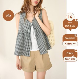 Áo gile thô cotton viền cuốn bèo - Makii Blouse - by U.found